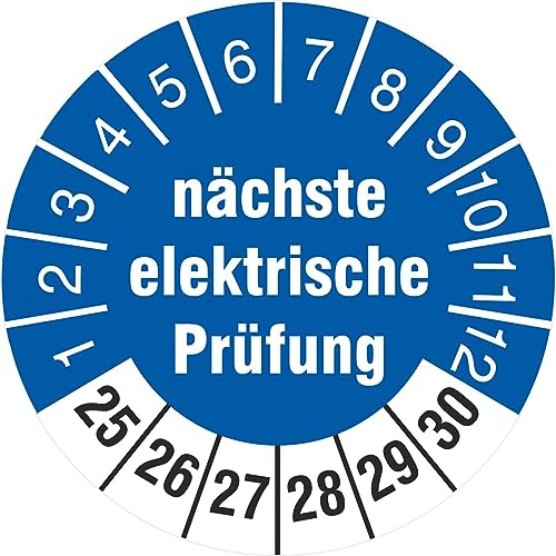 100 Prüfplaketten 30 mm nächste elektrische Prüfung 2025-2030 Prüfetiketten von KDS
