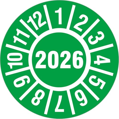100 Stück 2026 Jahresprüfplakette 30 mm Jahresprüfetiketten Prüfplaketten Rollenware PP-Folie von KDS