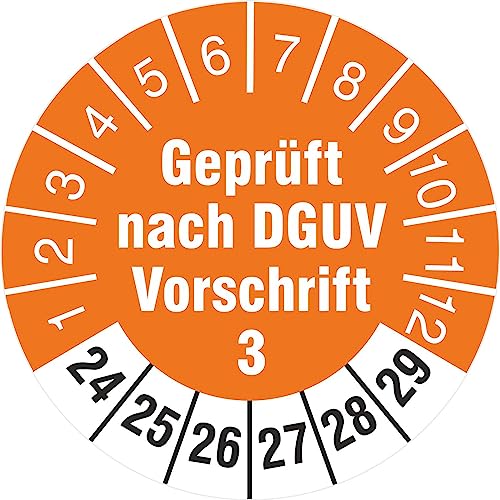 1000 x Prüfplakette 18 mm Prüfetiketten geprüft nach DGUV Vorschrift 3 2024-2029 von KDS