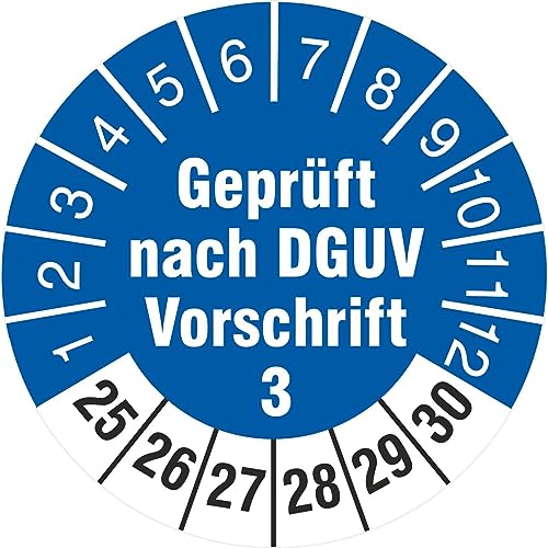 200 Prüfplaketten 18 mm geprüft nach DGUV Vorschrift 3 2025-2030 Prüfetiketten von KDS