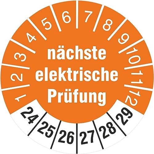 200 Prüfplaketten 30 mm nächste elektrische Prüfung 2024-2029 Prüfetiketten von KDS