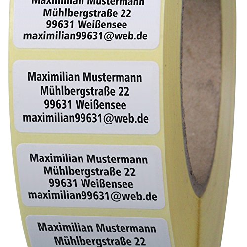 Adressetiketten mit Wunschdruck 100 Stück 40 x 20 mm Haftpapier weiß von KDS