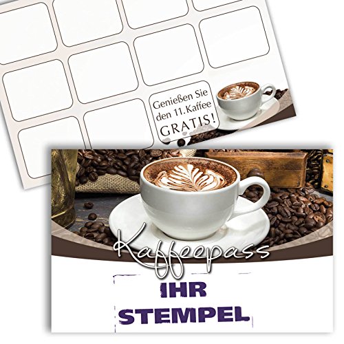 Kaffee Pass/Bonuskarte Kaffee/Treuekarte, Gutschein mit Stempelfeld 500 Stück Kaffee Pass/Bonuskarte Kaffee/Treuekarte, Gutschein mit Stempelfeld 500 Stück von KDS