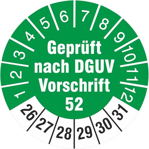 Prüfetiketten geprüft nach DGUV Vorschrift 52 Prüfplaketten 2026-31 (30mm Durchmesser, 200) von KDS