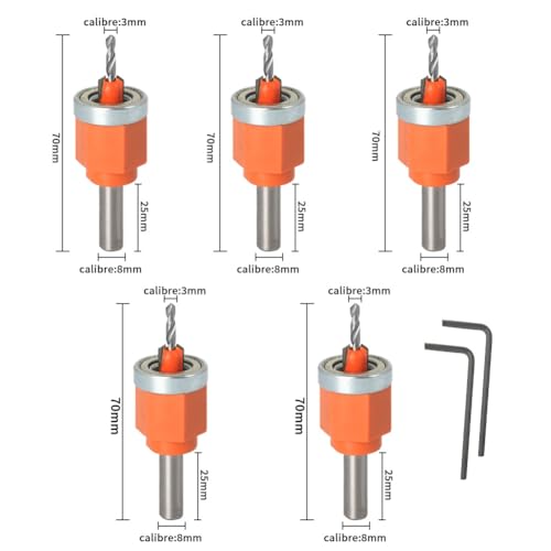 HOLZBEARBEITUNG HOLZBOHREN SENKKOPFBOHRER LOCHSTANZER VERSTELLBARE TIEFE FORSTNER-BOHRER MIT OPTIONALER KANTENBAND-PUNCH-ZANGE FÜR PRÄZISES BOHREN (5pcs Set ohne Stanzzange) von KDUTYE