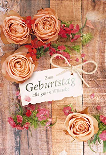 KE - Exklusive Geburtstagskarte mit Rosenmotiv, DIN B6 Klappkarte inkl. Umschlag, Hochwertige Blumenkarte für besondere Anlässe - 176 x 125 mm von KE