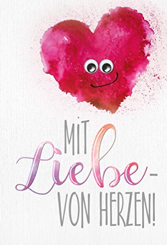 Geburtstagskarte lustig, lustige Geburtstagskarte mit Wackelaugen, B6, Klappkarte inkl. Umschlag, Motiv: Herz Geburtstagskarte lustig, lustige Geburtstagskarte mit Wackelaugen, B6, Klappkarte inkl. Umschlag, Motiv: Herz von KE