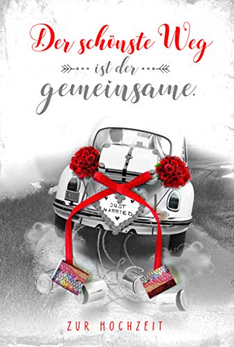 Hochzeitskarte, Glückwunschkarte Hochzeit, mit Bastelanleitung für Geldscheinrolle, im Format DIN B6 176 x 125 mm, inkl. Umschlag, Motiv: Auto Hochzeitskarte, Glückwunschkarte Hochzeit, mit Bastelanleitung für Geldscheinrolle, im Format DIN B6 176 x 125 mm, inkl. Umschlag, Motiv: Auto von KE