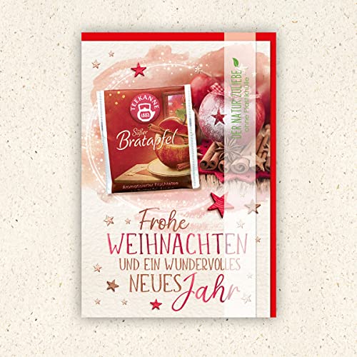 KE AV Exklusive Weihnachtskarte mit Bratapfeltee, Frohe Weihnachten, DIN B6 Klappkarte, Motiv: Apfel von KE
