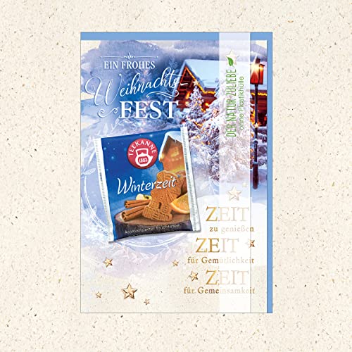 KE AV Spekulatius-Aroma Früchtetee Weihnachtskarte, Frohe Weihnachten Botschaft, DIN B6 Klappkarte mit Teebeutel, Motiv: Weihnachtsbaum von KE