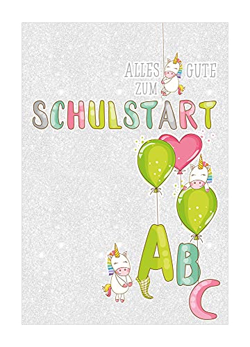 KE - Einschulungskarte für Kinder - Karte zum Schulbeginn - im Format DIN B6 - Klappkarte inkl. Umschlag - Motiv: Luftballons von KE