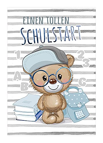 KE - Niedliche Glückwunschkarte zur Einschulung für Kinder, Karte zum Schulanfang, DIN B6, Klappkarte mit Umschlag, Schulstart, Motiv: Teddy KE - Niedliche Glückwunschkarte zur Einschulung für Kinder, Karte zum Schulanfang, DIN B6, Klappkarte mit Umschlag, Schulstart, Motiv: Teddy von KE