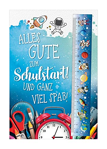 KE - Besondere Glückwunschkarte zur Einschulung für Kinder mit 3D Lineal, DIN B6 Klappkarte inkl. Umschlag, Karte zum Schulstart, Schulanfang - Motiv: Weltraum und Lineal KE - Besondere Glückwunschkarte zur Einschulung für Kinder mit 3D Lineal, DIN B6 Klappkarte inkl. Umschlag, Karte zum Schulstart, Schulanfang - Motiv: Weltraum und Lineal von KE