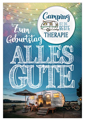KE - Exklusive B6 Geburtstagskarte mit Magnetbutton, hochwertige Klappkarte inkl. Umschlag, perfekt für Camping-Liebhaber - Motiv: Camping KE - Exklusive B6 Geburtstagskarte mit Magnetbutton, hochwertige Klappkarte inkl. Umschlag, perfekt für Camping-Liebhaber - Motiv: Camping von KE