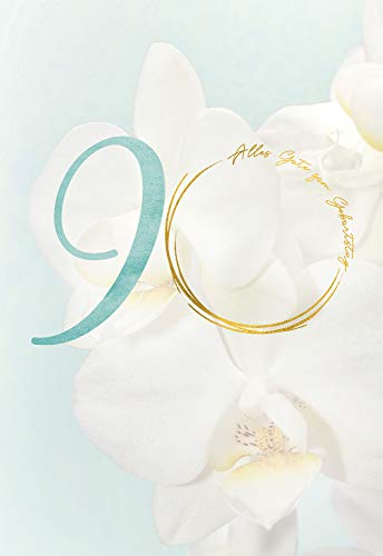 KE - 90. Geburtstagskarte für Frauen, DIN B6 Format, Klappkarte inkl. Umschlag, Motiv Blau von KE