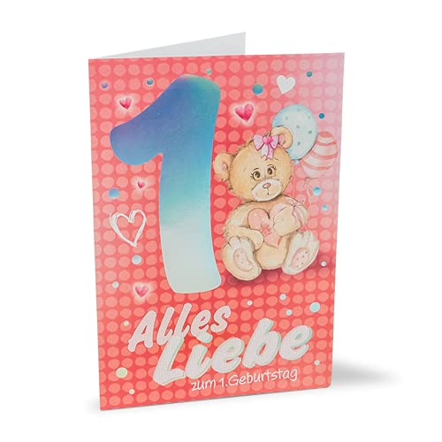 KE - 1. Geburtstagskarte für Kinder, DIN B6 Klappkarte, Umschlag inklusive, Ohne Innentext, Perfekt für Kindergeburtstag - Motiv am Ende KE - 1. Geburtstagskarte für Kinder, DIN B6 Klappkarte, Umschlag inklusive, Ohne Innentext, Perfekt für Kindergeburtstag - Motiv am Ende von KE