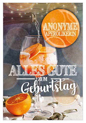 KE - Exklusive B6 Geburtstagskarte mit Magnetbutton, hochwertige Klappkarte inkl. Umschlag, Geschenk für Aperol-Liebhaber - Motiv: Aperolikerin von KE