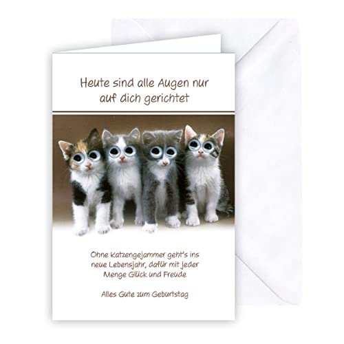 KE - Wackelaugen Geburtstagskarte, DIN B6 Klappkarte inkl. Umschlag, Hochwertige Karte zum Geburtstag, Geschenk, Motiv: Katzen KE - Wackelaugen Geburtstagskarte, DIN B6 Klappkarte inkl. Umschlag, Hochwertige Karte zum Geburtstag, Geschenk, Motiv: Katzen von KE
