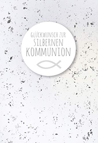 KE AV Glückwunschkarte zur Kommunion für Jungen & Mädchen - Silberne Klappkarte mit Schriftfeld - Inkl. Umschlag - 17,0 x 11,5 cm - Motiv: Silber von KE