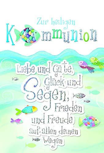 KE - Hochwertige Kommunionskarte für Jungen & Mädchen - Glückwunschkarte mit Prägung - DIN A6 Klappkarte inkl. Folie & Umschlag - Motiv: Fisch KE - Hochwertige Kommunionskarte für Jungen & Mädchen - Glückwunschkarte mit Prägung - DIN A6 Klappkarte inkl. Folie & Umschlag - Motiv: Fisch von KE