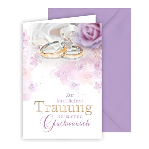 KE - Exklusive Hochzeitskarte, Karte für kirchliche Trauung, Premium DIN B6 Klappkarte inklusive Umschlag - Einladung zur Hochzeit. von KE