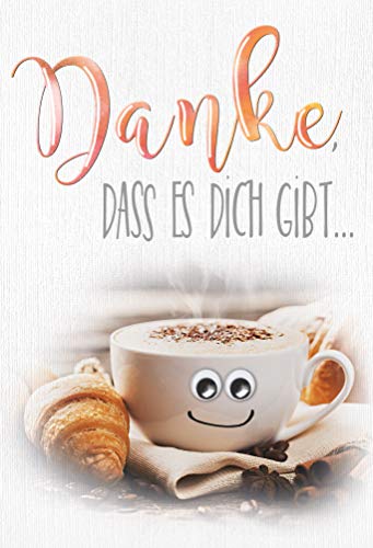 KE - Humorvolle Geburtstagskarte mit Wackelaugen, B6 Format, Inklusive Umschlag, Klappkarte - Perfekt für Kaffeeliebhaber, Motiv: Kaffeetasse von KE