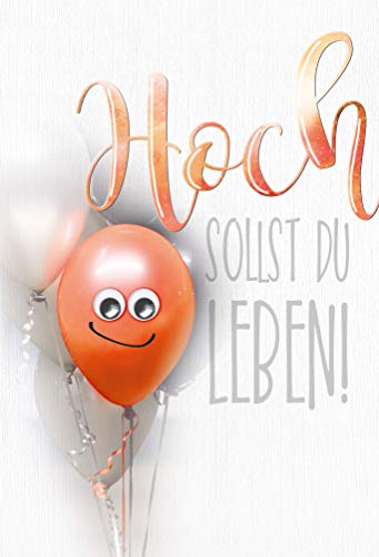 KE - Humorvolle Geburtstagskarte mit Wackelaugen, B6 Format, Inklusive Umschlag, Klappkarte - Perfekt für einen unvergesslichen Geburtstag, Motiv: Luftballon von KE