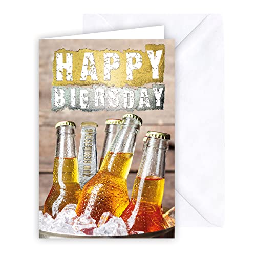 KE - Lustige Geburtstagskarte für Männer mit Spruch, DIN B6 Klappkarte inklusive Umschlag, Geschenk für Bierliebhaber - Motiv: Bierflaschen von KE
