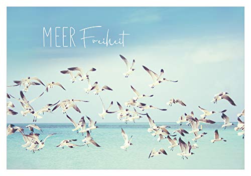 KE - Exklusive Maritim Geburtstagskarte, DIN B6 Klappkarte mit Umschlag, Ideal für Liebhaber des Meeres - Motiv: Meer Freiheit von KE