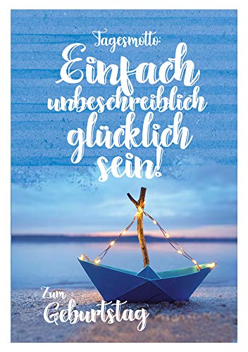 KE - Exklusive Maritim Geburtstagskarte, DIN B6 Klappkarte mit Umschlag, Ideal für Seefahrer und Meerliebhaber - Motiv: Papierbötchen von KE