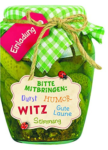 KE - Premium Einladungskarten Set (5 Stück) mit Innentext, DIN A6 Format, Klappkarten inklusive Umschläge, in Schutzfolie verpackt | Motiv: Gurkenglas von KE