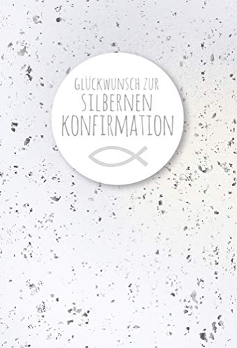 KE - Glückwunschkarte zur Konfirmation für Jungen & Mädchen - Silberne Klappkarte 17x11,5cm inkl. Umschlag - Motiv: Silber von KE