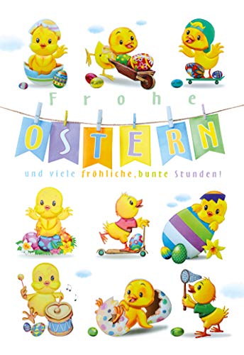 KE - Osterkarte Frohe Ostern Karte - Ostergrußkarte - Grußkarte - Format 17,0 x 11,5 cm - Klappkarte inkl. Umschlag - Motiv: Küken KE - Osterkarte Frohe Ostern Karte - Ostergrußkarte - Grußkarte - Format 17,0 x 11,5 cm - Klappkarte inkl. Umschlag - Motiv: Küken von KE
