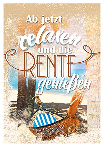 KE - Premium Glückwunschkarte zur Rente, Hochwertige Prägung, DIN A6 Klappkarte inkl. Umschlag, Kein Innentext, Verpackt in Folie - Motiv: Relaxen KE - Premium Glückwunschkarte zur Rente, Hochwertige Prägung, DIN A6 Klappkarte inkl. Umschlag, Kein Innentext, Verpackt in Folie - Motiv: Relaxen von KE
