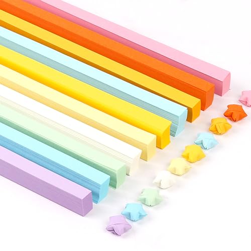1350 Origami-Stern-Papierstreifen, 10 Farben Farbverlauf-Sternpapier, Papier-Sternstreifen, Origami-Sterne-Papier, farbiges Papier, Stern-Origami-Papier, Glücksstern-Papierstreifen, Regenbogenpapier von KEAGAN