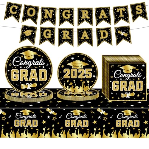 KEAGAN 194-teiliges Partyzubehör-Set, Partyzubehör beinhaltet Servietten, Teller, Tassen, Tischdecke und Banner, Abschlussdekoration, Congrats High School College Grade KEAGAN 194-teiliges Partyzubehör-Set, Partyzubehör beinhaltet Servietten, Teller, Tassen, Tischdecke und Banner, Abschlussdekoration, Congrats High School College Grade von KEAGAN