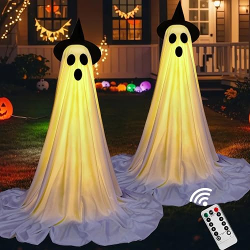 KEAGAN 2 Stück Halloween Geisterlicht, Große Halloween Geister Dekoration für Draußen, Leuchtendes Geister Dekor mit Langer LED-Lichterkette, Hexenhut, Batteriebetrieben für Veranda, Hof, Garten KEAGAN 2 Stück Halloween Geisterlicht, Große Halloween Geister Dekoration für Draußen, Leuchtendes Geister Dekor mit Langer LED-Lichterkette, Hexenhut, Batteriebetrieben für Veranda, Hof, Garten von KEAGAN