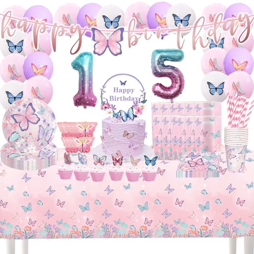 Schmetterling Partygeschirr Set, 5 Jahre Schmetterling Geburtstag Deko,168 Stück Schmetterling Partygeschirr Partyzubehörset für Geburtstagsdeko Mädchen Party Dekoration 20 Gäste Schmetterling Partygeschirr Set, 5 Jahre Schmetterling Geburtstag Deko,168 Stück Schmetterling Partygeschirr Partyzubehörset für Geburtstagsdeko Mädchen Party Dekoration 20 Gäste von KEAGAN