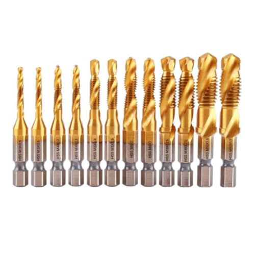 KEALBAUS 12-teiliges HSS-Gewindebohrer-Set mit Titanbeschichtung, Sechskantschaft, Schraubgewinde, M3 M 4 M5 M6 M8 M10 KEALBAUS 12-teiliges HSS-Gewindebohrer-Set mit Titanbeschichtung, Sechskantschaft, Schraubgewinde, M3 M 4 M5 M6 M8 M10 von KEALBAUS
