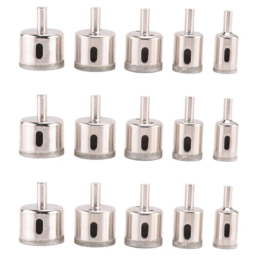 KEALBAUS 15-teiliges Bohrer-Set für Fliesenfliesen, Diamantbohrer, Schiefer, Glasmarmor von KEALBAUS