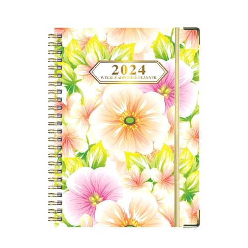 KEALBAUS 2024 Kalender, 12 Monate, wöchentlicher Planer, Monatsplaner, Spiralbindung, Notizbuch, von JAN bis DEC 2024, 8,5 x 6,2 Zoll, mit Aufklebern von KEALBAUS