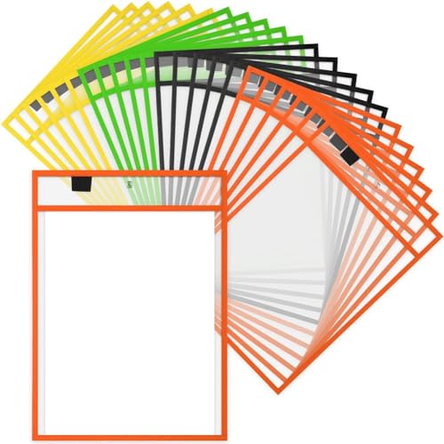 KEALBAUS 28 Stück Arbeitsnotizhalter, Tasche, Aktentasche aus Kunststoff, trocken abwischbar, für die Organisation des Lehrers KEALBAUS 28 Stück Arbeitsnotizhalter, Tasche, Aktentasche aus Kunststoff, trocken abwischbar, für die Organisation des Lehrers von KEALBAUS