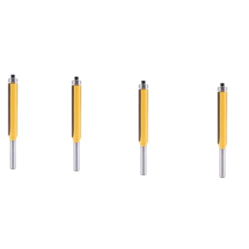 KEALBAUS 4 Stück, 5,1 cm (2 Zoll), extralang, Flush Trim, Router Bit 1/4 Zoll x 3/8 Zoll (6,35 cm), Holzfräser für Holz, Bastelwerkzeug von KEALBAUS