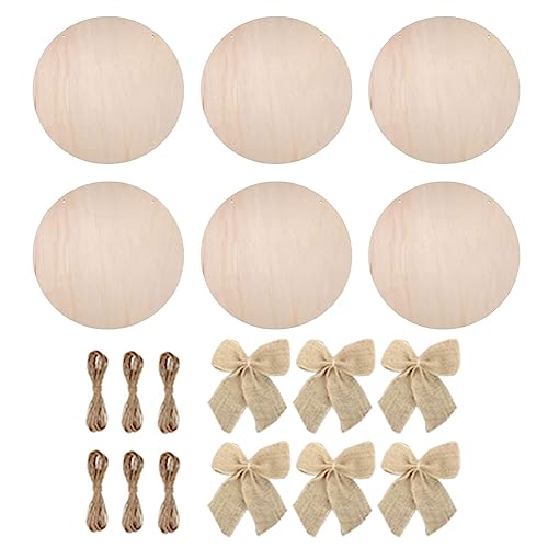 KEALBAUS 6 Stück Holzkreise für das Handwerk, unvollendet, weiße Holzscheiben, rund, Türbügel aus Holz, rund, Holzspäne von KEALBAUS