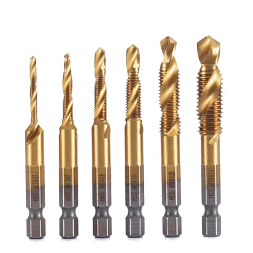 KEALBAUS 6-teiliges Set aus 4341 Titan-beschichtetem Verbundwerkstoff Bohrer und Gewindebohrer, integriertes Werkzeug-Set zum Öffnen und Anfasen KEALBAUS 6-teiliges Set aus 4341 Titan-beschichtetem Verbundwerkstoff Bohrer und Gewindebohrer, integriertes Werkzeug-Set zum Öffnen und Anfasen von KEALBAUS