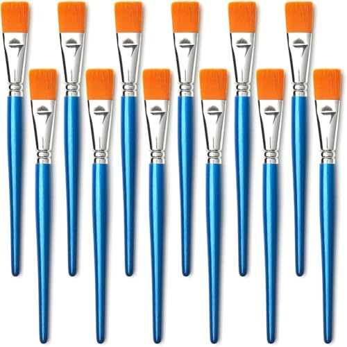 KEALBAUS Flache Pinsel für Acrylfarbe, 12 Stück, große Pinsel aus Synthetik, lose mit Holzgriff für Acryl, Handwerk von KEALBAUS