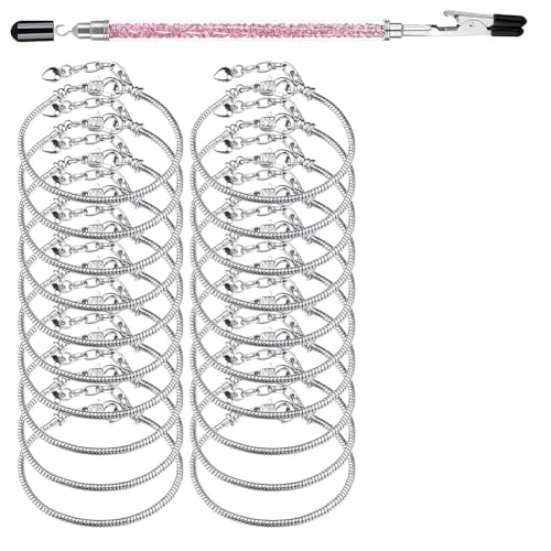 KEALBAUS Ketten für Bettelarmbänder zur Herstellung von 20 Schlangenkettenarmbändern aus Edelstahl mit Hilfswerkzeug für Armband von KEALBAUS