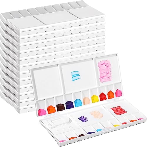 KEALBAUS Malpalette, 12-teilig, faltbar, Weiß, mit 20 Vertiefungen, 5 Mischzonen, Aquarellpalette für Reisemalerei von KEALBAUS