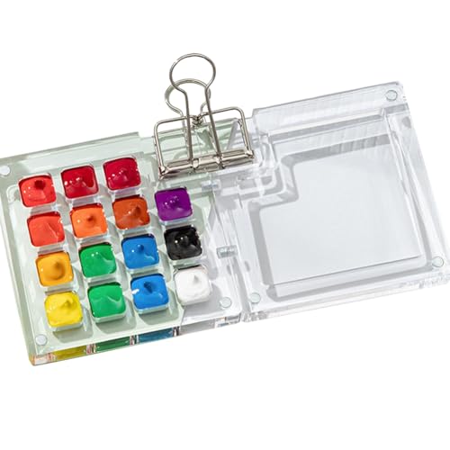 KEALBAUS Malpalette Set, bereit für die Reise, Mini-Palette für Reisen, Acryl, Mini-Palette für Reisemalerei, mit Bindeclips, B von KEALBAUS