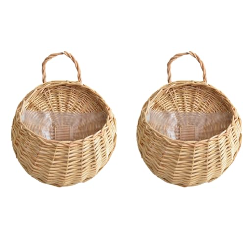 KEALBAUS Wand-Blumentopf aus Naturweide, Rattan, Gelb von KEALBAUS